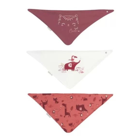 Lot De 3 Bavoirs Foulards Bébé Fille Joli Coeur Rose