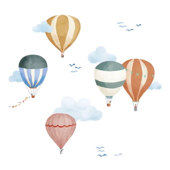 Planche easy stickers Montgolfière aquarelle