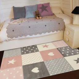 Tapis Enfant Tissé Minikids Rose