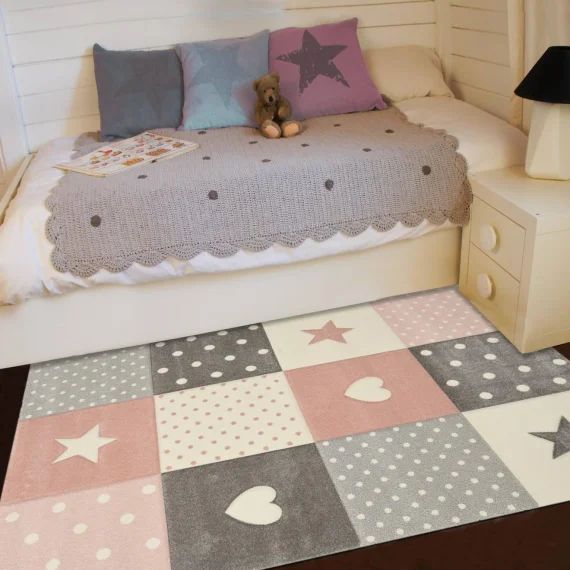 Tapis Enfant Tissé Minikids Rose