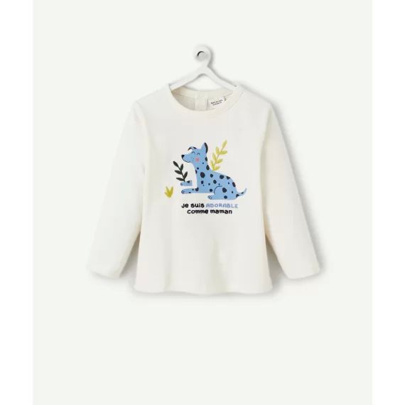 T-shirt manches longue bébé garçon en coton bio et chien bleu –  – Soldes