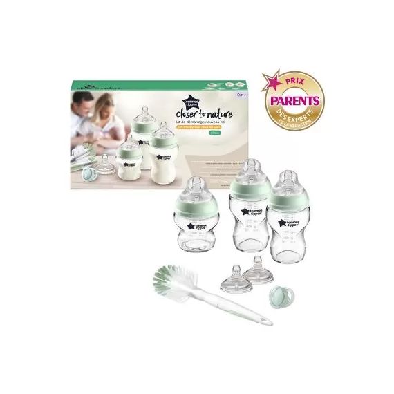Coffret de naissance biberon en verre Closer to nature vert