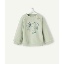 Sweat éponge bébé garçon en coton vert –  – Soldes