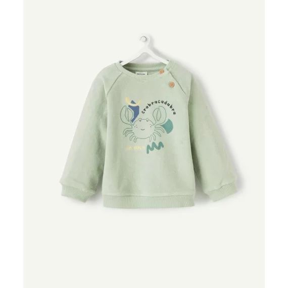 Sweat éponge bébé garçon en coton vert –  – Soldes