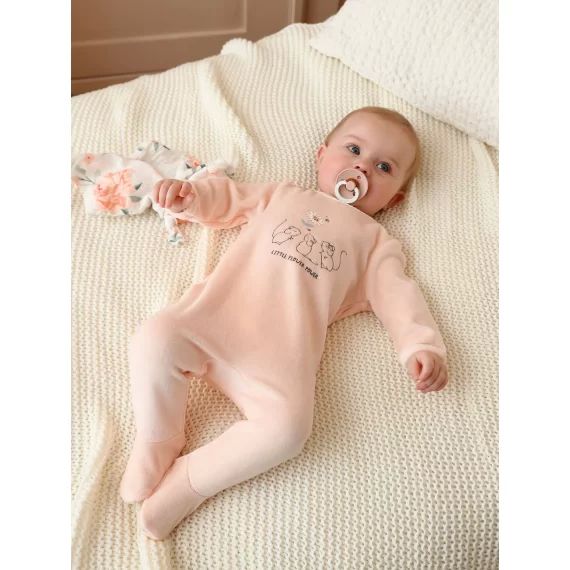 Dors-bien en velours bébé rose saumon clair