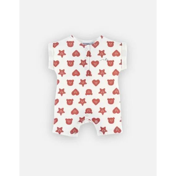 Combishort à imprimé all over en coton rouge