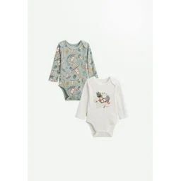Lot De 2 Bodies Bébé Manches Longues Cache-cache Ecru