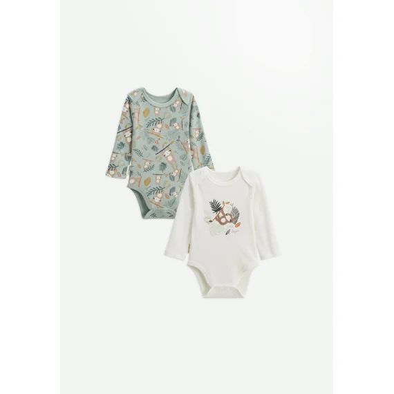 Lot De 2 Bodies Bébé Manches Longues Cache-cache Ecru