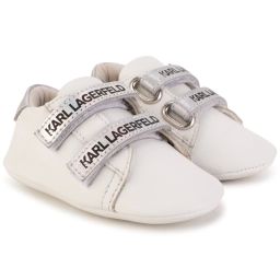 Chaussons scratchés en cuir Garçon Argent