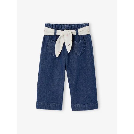 Jean large bébé avec ceinture à nouer denim brut