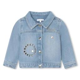 Veste en jean brodée Fille Bleu