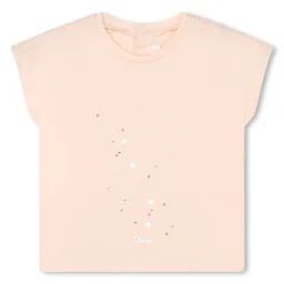 T-shirt avec imprimé et smocks Fille Beige