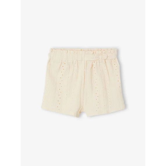 Short en maille fantaisie bébé écru