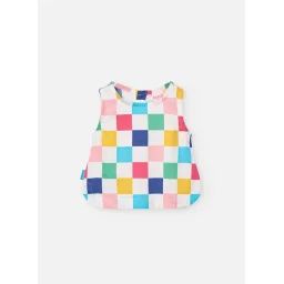 Top En Coton Avec Imprimé Carreaux Multicolore