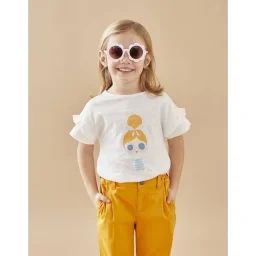 T-shirt manches courtes imprimé fille blanc