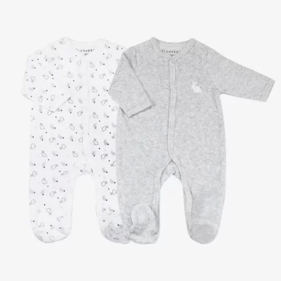 Lot de 2 pyjamas bébé – TROIS KILOS SEPT gris