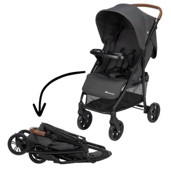 Bebeconfort Misty, Poussette Compacte, Confortable, Grand Panier, Dès La Naissance Jusqu&rsquo;à 4 Ans,0 À 22 Kg, Mineral Graphite Noir