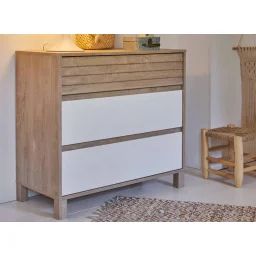 Commode 3 Tiroirs Nino Chêne & Blanc
