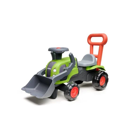 Porteur Tracteur Claas 1er Âge Avec Pelle Frontale Et Barre D&rsquo;aide À La Marche Vert Claas