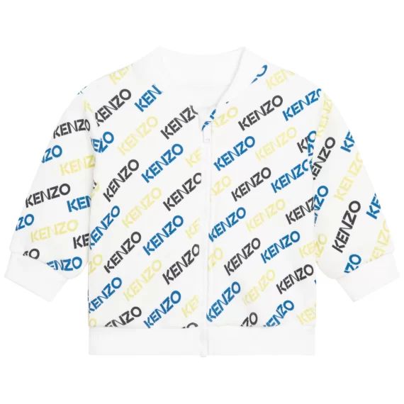Sweat-shirt zippé imprimé Garçon Blanc