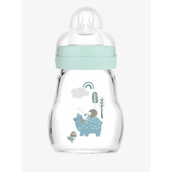 Biberon verre 170 ml MAM Feel Good débit 1 bleu