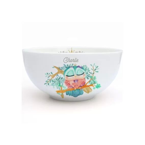 Bol en porcelaine Chouette (personnalisable)