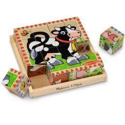 Cubes En Bois Animaux De La Ferme Rouge