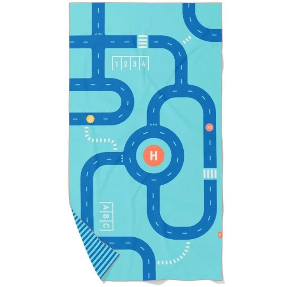 Serviette De Plage 2 En 1 Bleu, Orange, Blanc