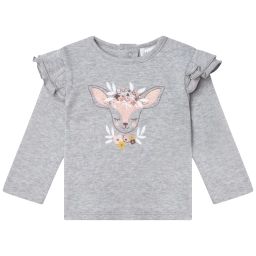 T-shirt manches longues coton Fille Gris