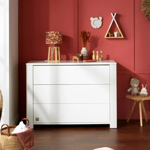 Commode 3 Tiroirs En Bois Blanc