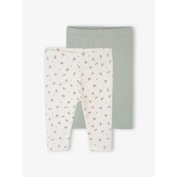Lot de 2 leggings bébé Basics vert sauge