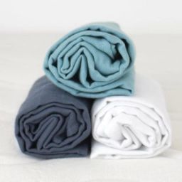 Lot de 3 langes en coton bio bleu ardoise (60 x 60 cm)