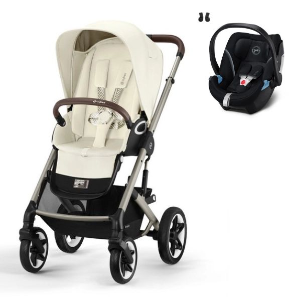 Poussette Cybex Talos S Lux – Châssis Taupe/ Seashell Beige + Coque Auto Aton 5 – Deep Black (2023)
