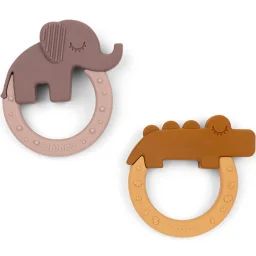 Lot de 2 anneaux de dentition Deer friends moutarde et rose