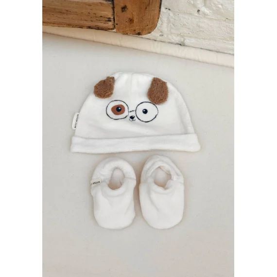 Bonnet Bébé Et Chaussons Zeste D&rsquo;amour Ecru