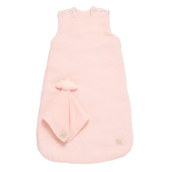 Gigoteuse Bébé Hiver En Double Gaze De Coton Et Son Doudou Mouchoir Rose