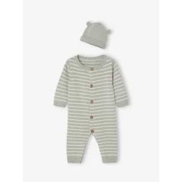 Ensemble naissance combinaison + bonnet vert d&rsquo;eau