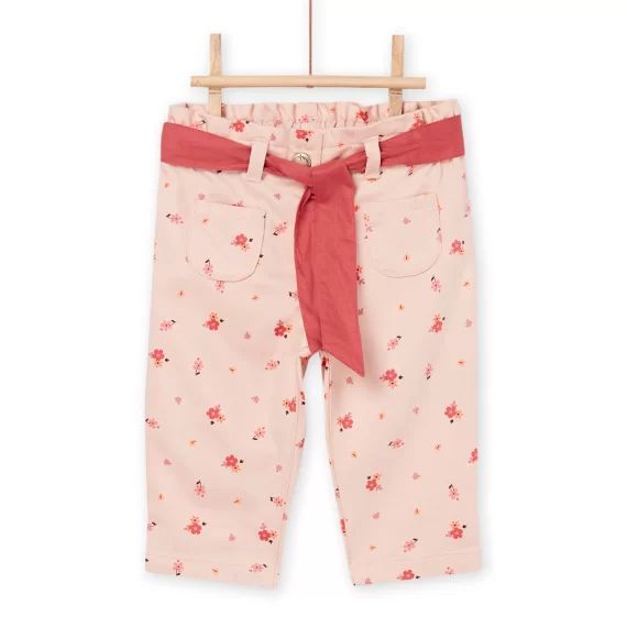 Pantalon Imprimé Avec Ceinture Amovible Contrastée – Beige