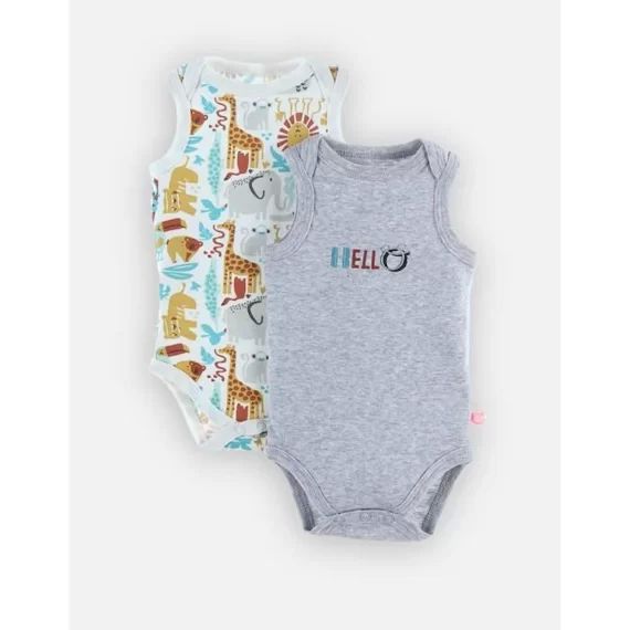 Set de 2 bodies croisés sans manches gris