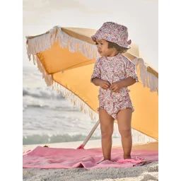 Ensemble de bain anti-UV T-shirt + culotte + bob bébé fille rose