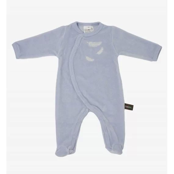 Pyjama Bébé En Coton Bio À Motifs Plumes Blanches Bleu