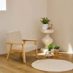 Fauteuil Scandinave Enfant Velours Côtelé Et Bois D&rsquo;hévéa Isak Kid Crème