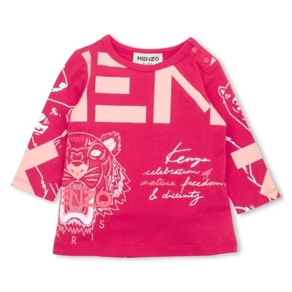 T-shirt en coton imprimé Fille Rose