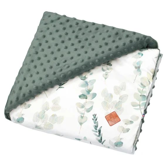 Couverture Réversible En Minky Eucalyptus Eucalyptus, Vert, Gris