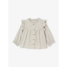 Blouse à volants bébé vert de gris