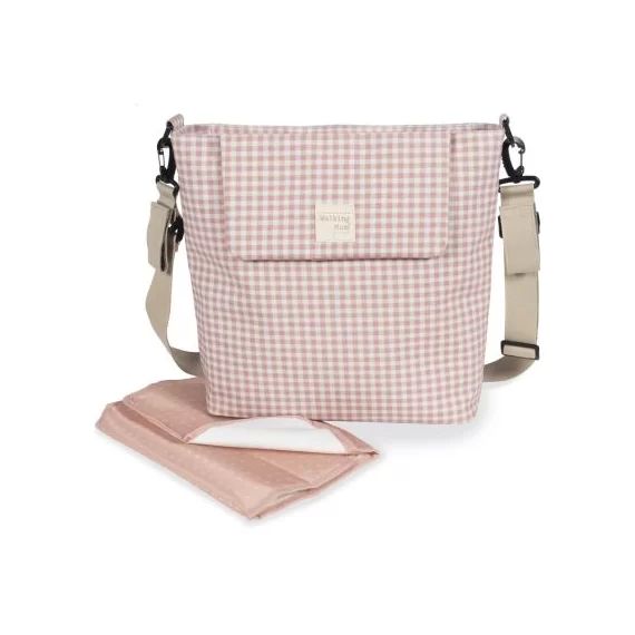 Sac à langer à bandoulière I Love Vichy rose