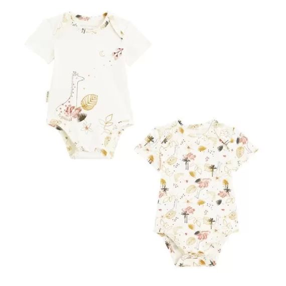 Lot De 2 Bodies Bébé Manches Courtes Sahara Blanc