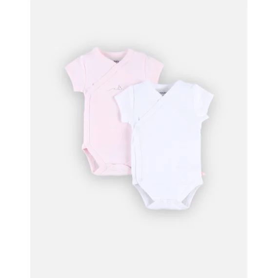 Set De 2 Bodys Croisés À Manches Courtes Rose