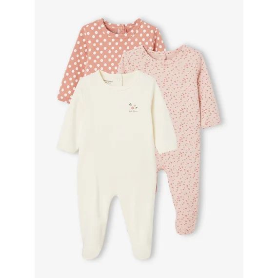 Lot de 3 dors-bien bébé en interlock BASICS rose