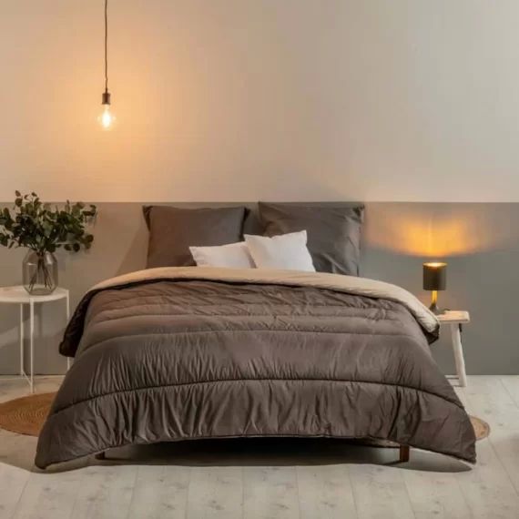 Bleu Calin Couette Imprimée 220x240cm La Chaleureuse – Chaude Et Douce – Utilisation Sans Housse Marron
